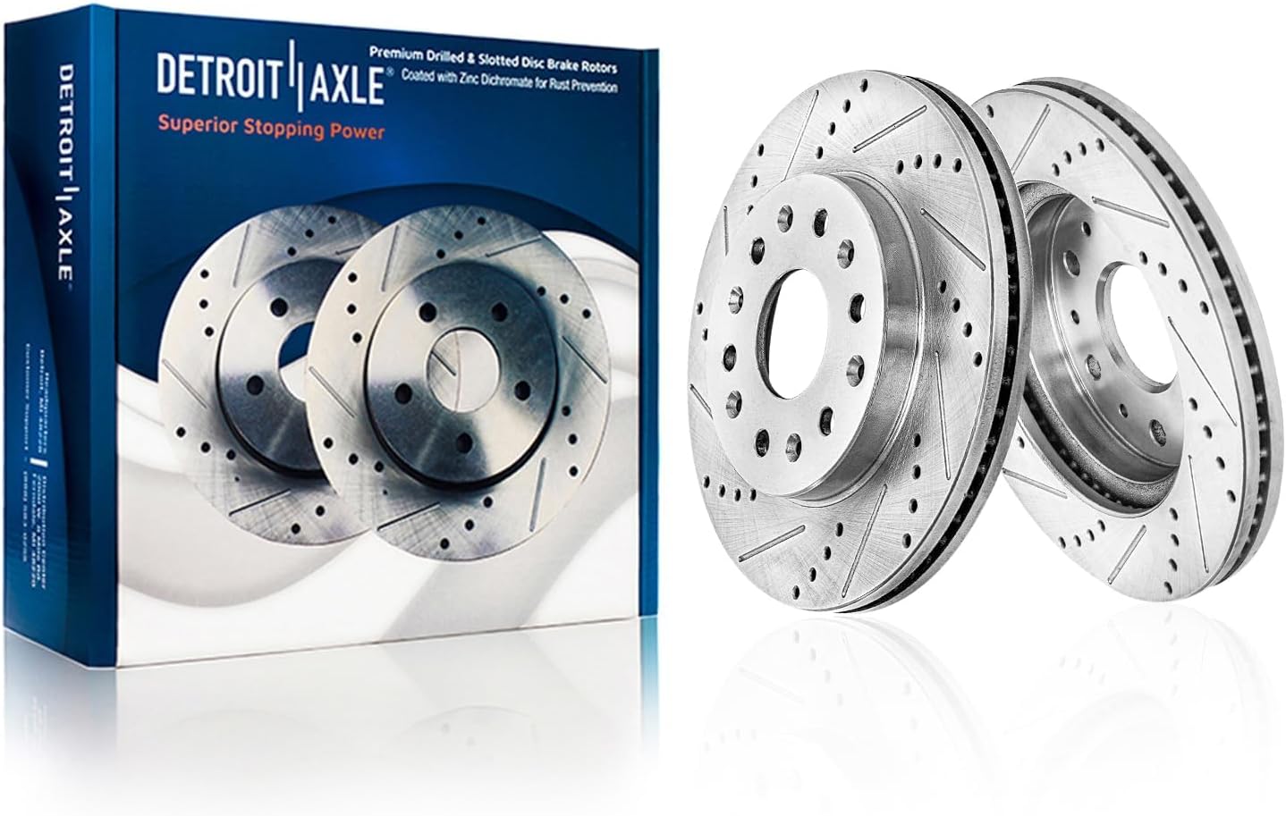Detroit Axle - Brake Kit for 17-20 GMC Acadia 18-20 Buick Enclave Chevrolet Traverse, 19-20 Blazer, Drilled Slotted Brakes Rotors Brake Pads Replacement : 12.64" inch Front & 12.40" inch Rear Rotor