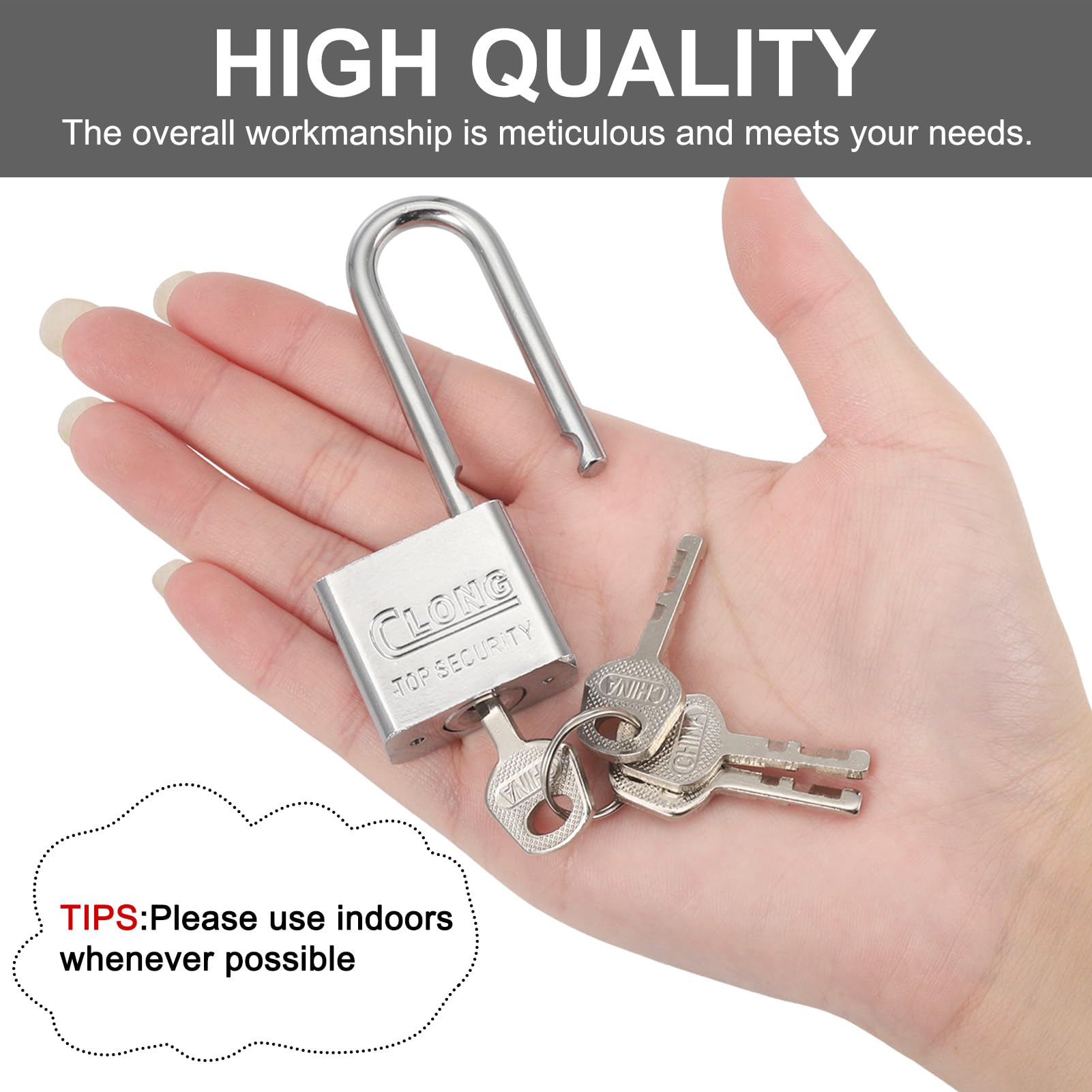 Saerryor Door Hasp and Staple with Padlock, Heavy Duty Shed Lock Hasp and Latch, Sliver, regular - Image 4