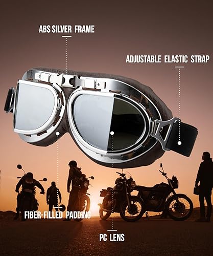 Miniatura 10 de CRG Sports Gafas de motocicleta aviador estilo Cruiser scooter de motocross para hombre mujer adulto