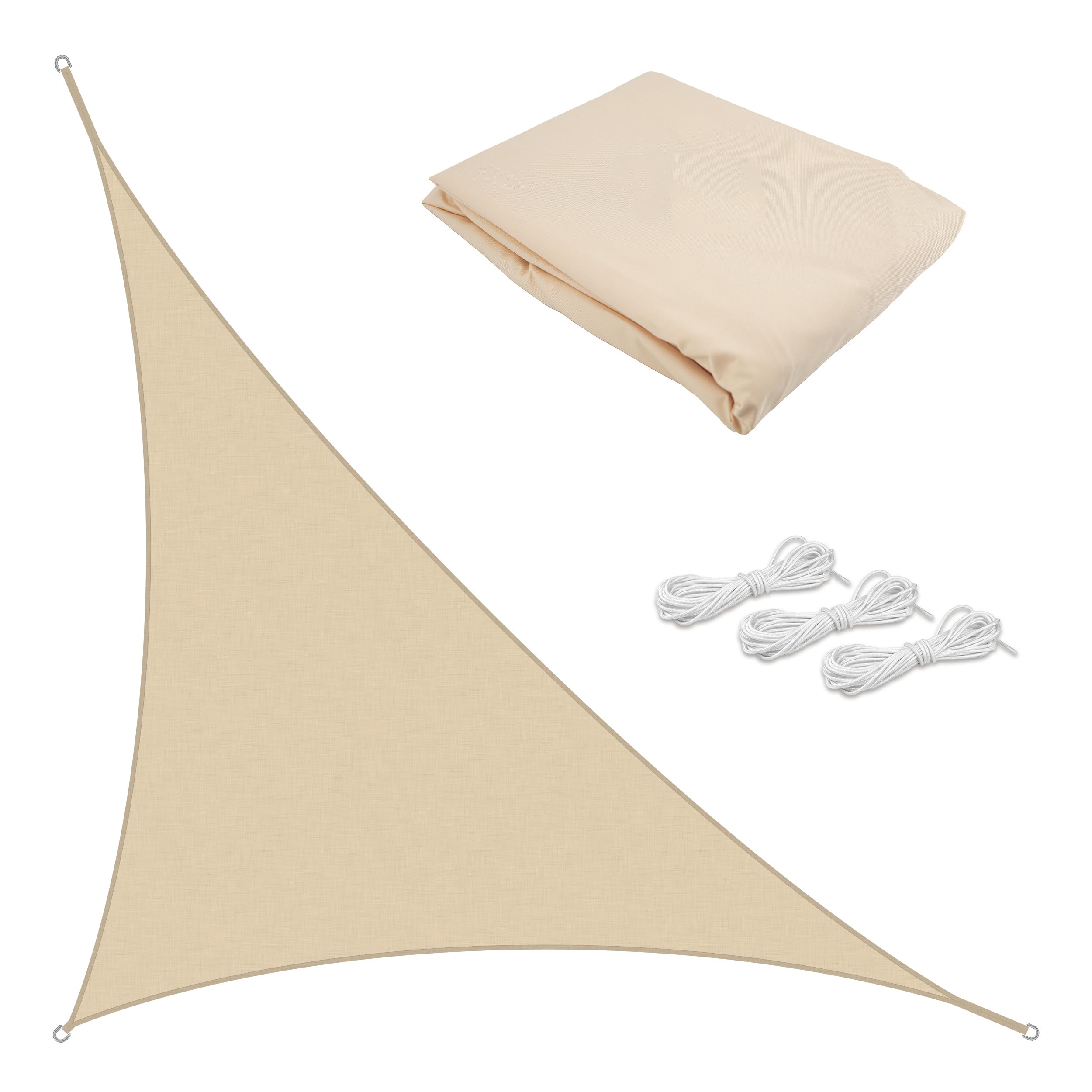 TTL GARDEN 2,5x2,5x3,5m Sonnensegel Dreieck rechtwinklig Sand-beige - Premium Polyester 300D 160g/m² 93% Abschattung - Sonnenschutz & Wetterschutz für Garten, Balkon & Terrasse, mit 3X Schnur 1,5m
