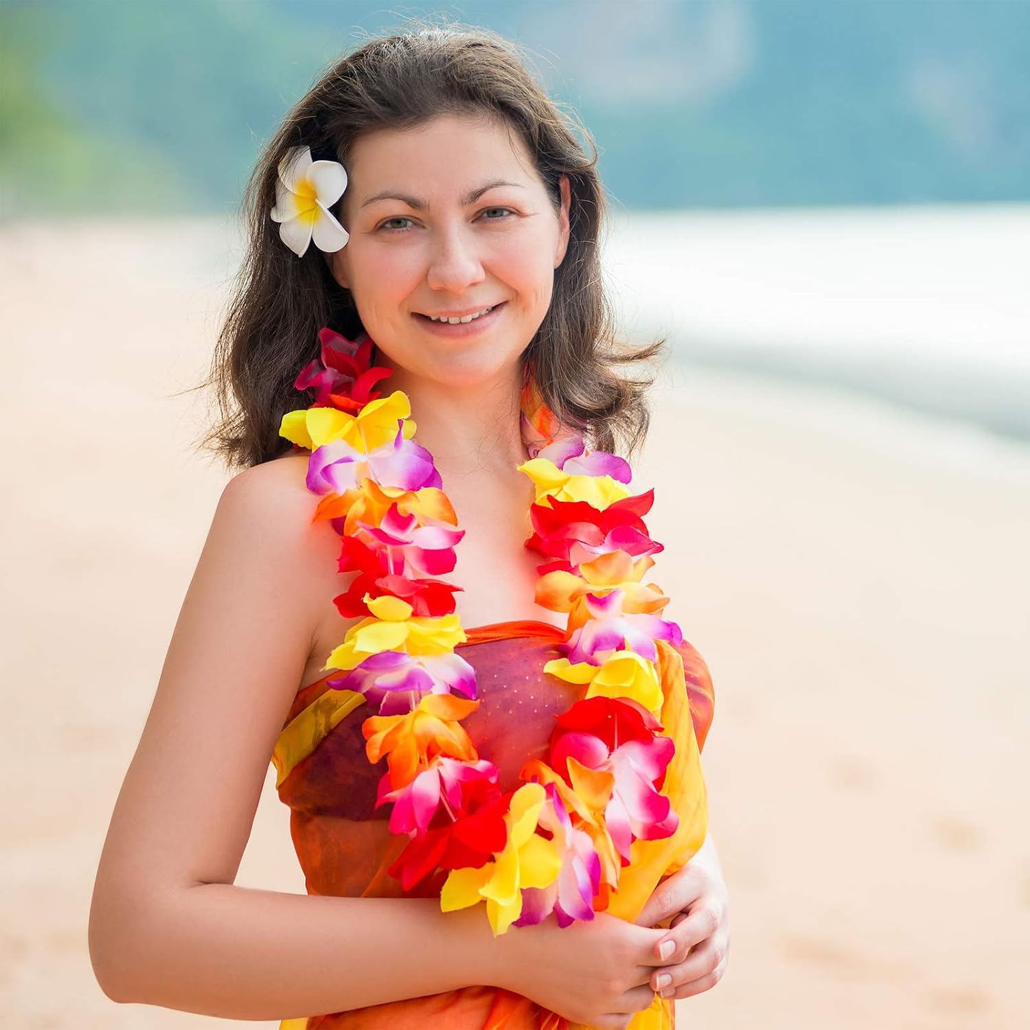 6 Pcs Pineapple Hawaiian Sunglasses and Luau Leis Necklace for Halloween