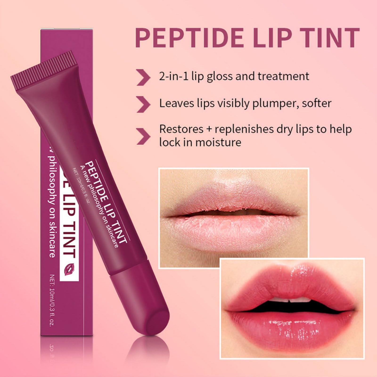 4 Colours Peptide Lip Tint Set Hydrating Lip Gloss Set Sheer