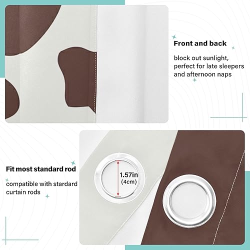 Miniatura 5 de Joisal Cortinas de habitación con patrón de vaca marrón y blanco, suaves y agradables al tacto, cortinas con ojales, cortinas para dormitorio, panel