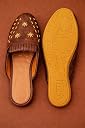 Women’s Casual Slip-On Mule Flats, Synthetic Leather Ethnic Jutti Style Backless Loafers with Cutwork Design, Office & Casual Use (UK Footwear Size System, Adult, Women, Numeric, Medium, 7) Brown gallery image
