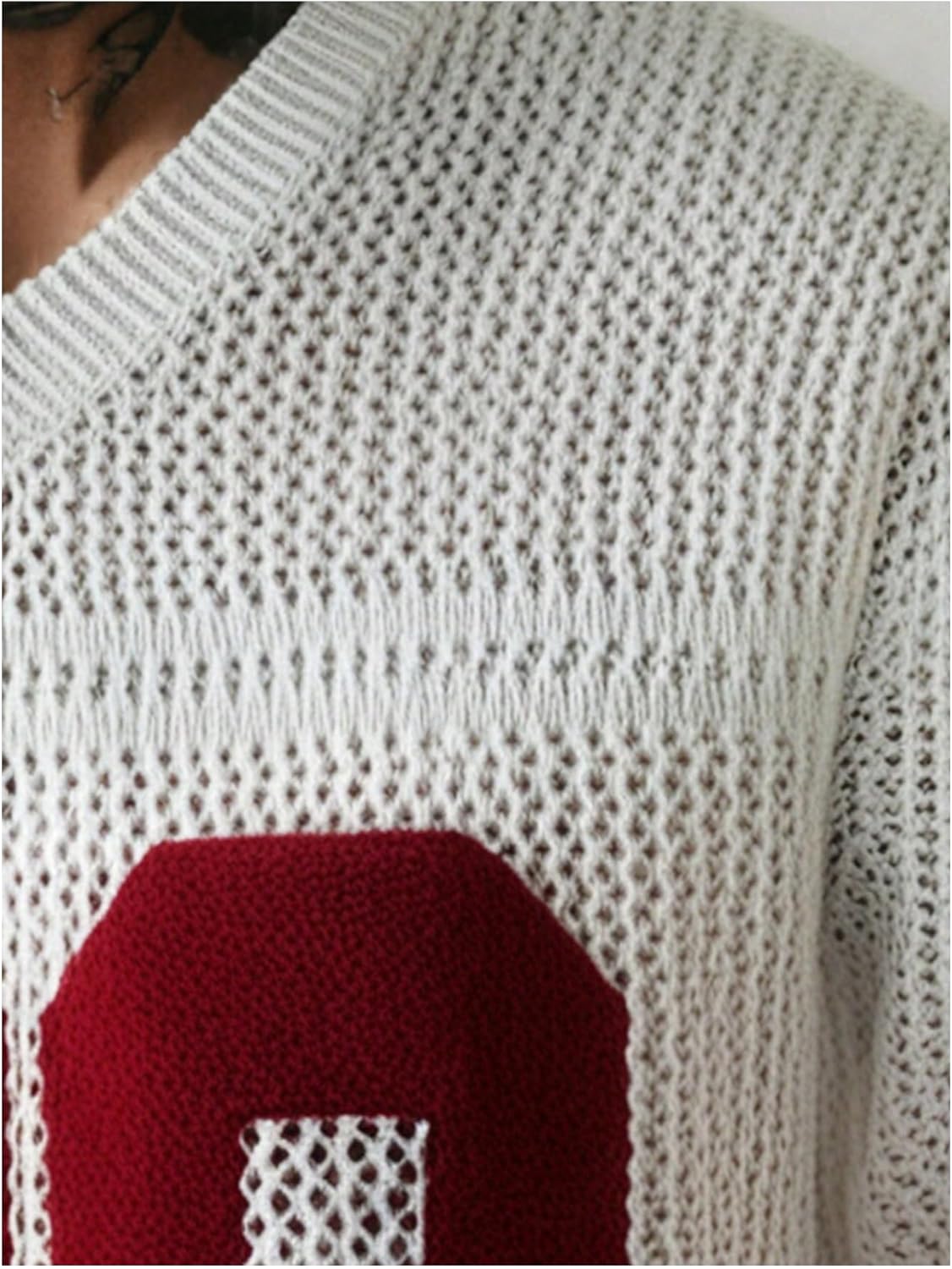 Men's Jersey Shirt Y2k Oversized Number Crochet Hollow Out Jersey Tee Sweater V Neck Short Sleeve Knitted Crop Top - Image 3