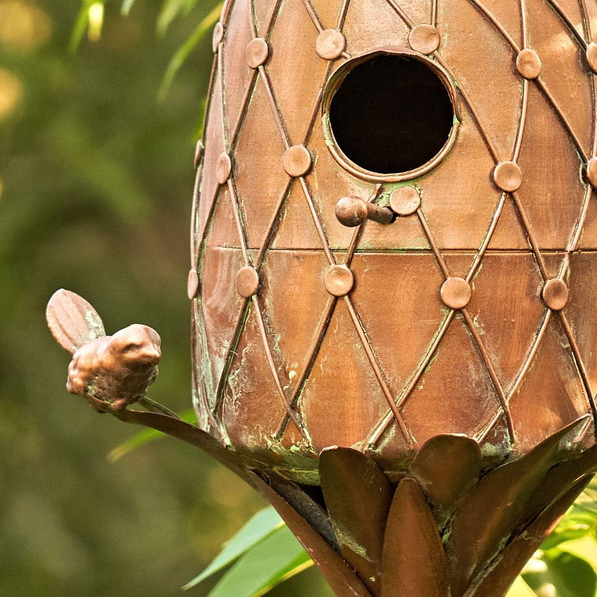 Copper Colored Birdhouse Garden Stakes (Pineapple)
