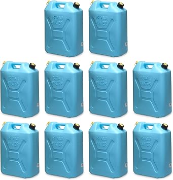 Scepter Portable Plastic Military Style Food Grade 5 Gal Water Jug Container with Reversible Spout for Camping & Emergency Storage, Blue