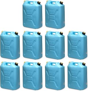 Portable Plastic Military Style Food Grade 5 Gal Water Jug Container with Reversible Spout for Camping & Emergency Storage, Blue