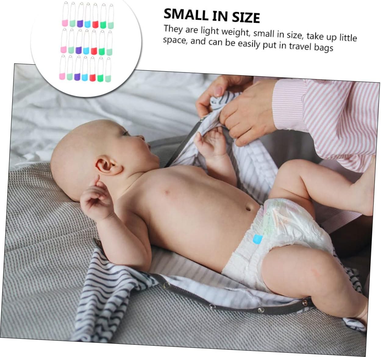 50Pcs Colorful Baby Diaper Pins Safe Locking Closures for Newborn Cloth Diapers Infant Safety Pins Plastic Head for Easy Use