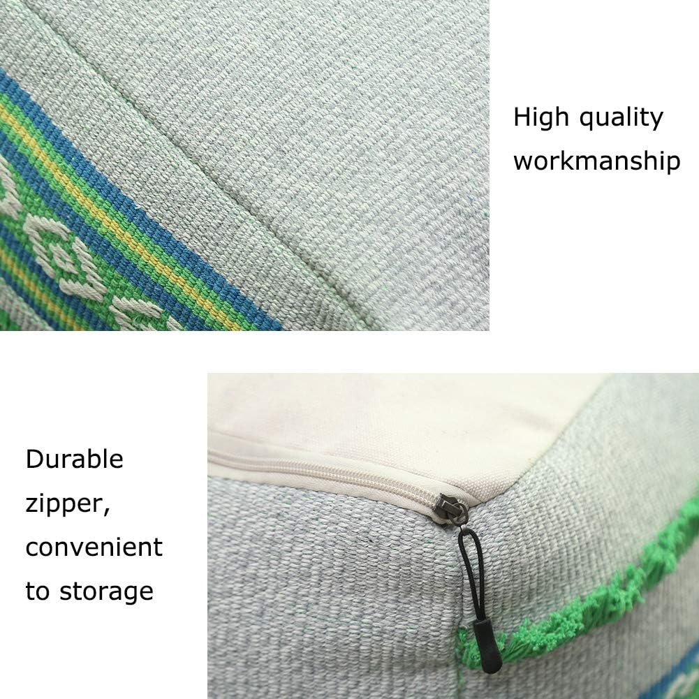 idee-home Square Unstuffed Pouf Cover, Boho Pouf Ottoman Foot Rest, Cotton Woven Pouf for Living Room, Bedroom, Kids Room 16"x16"x12", Without Filler