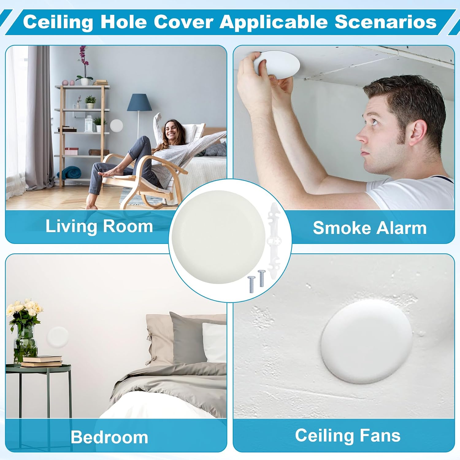 CP3540 Ceiling Cover Plate Round Electrical Box Hole Cover for 3-1/2" to 4" (5PCS)