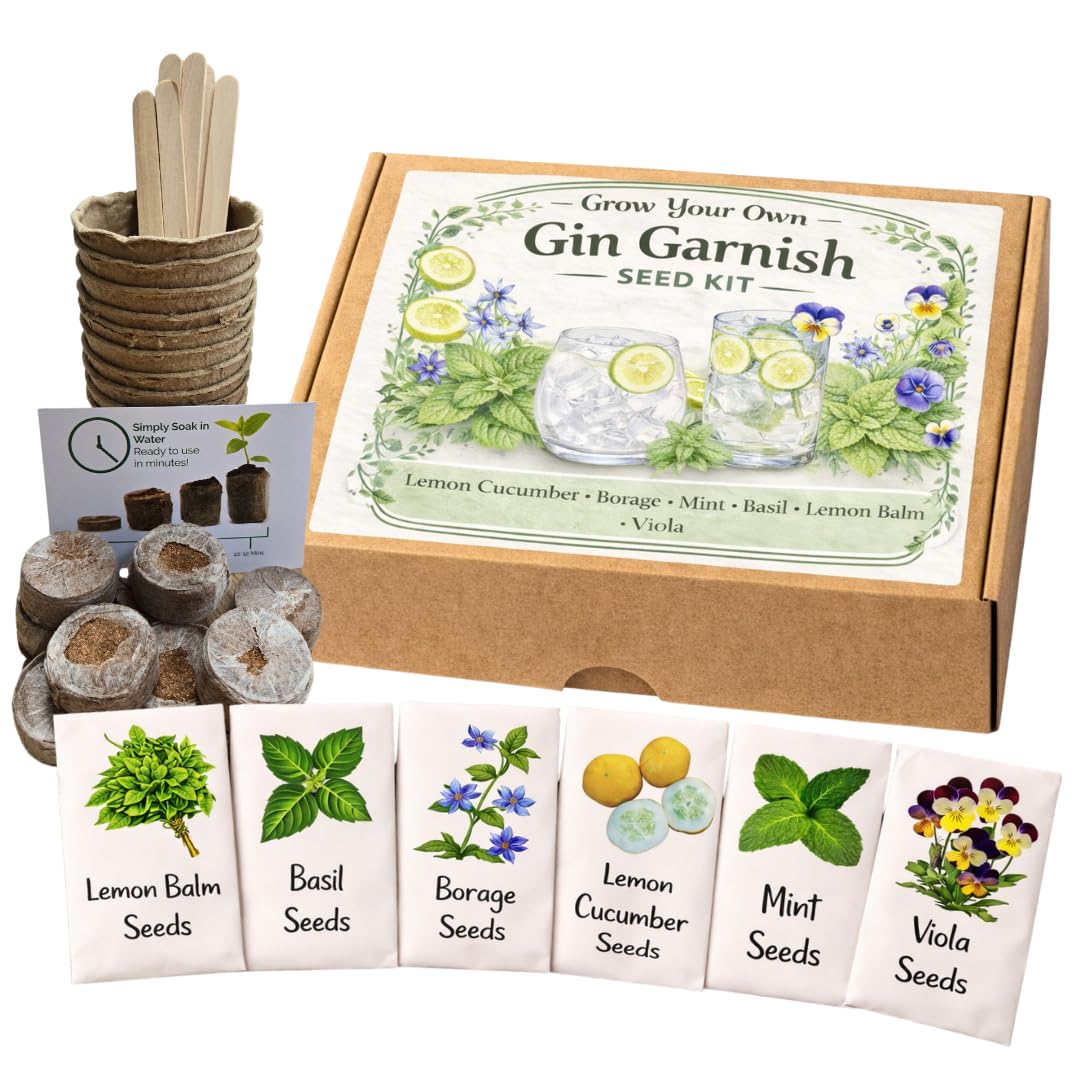 Gin Seed Kit – Grow Your Own Gin Botanicals at Home | Herb & Flower Seeds for Gin Garnishes | Easy to Grow Gardening Gift