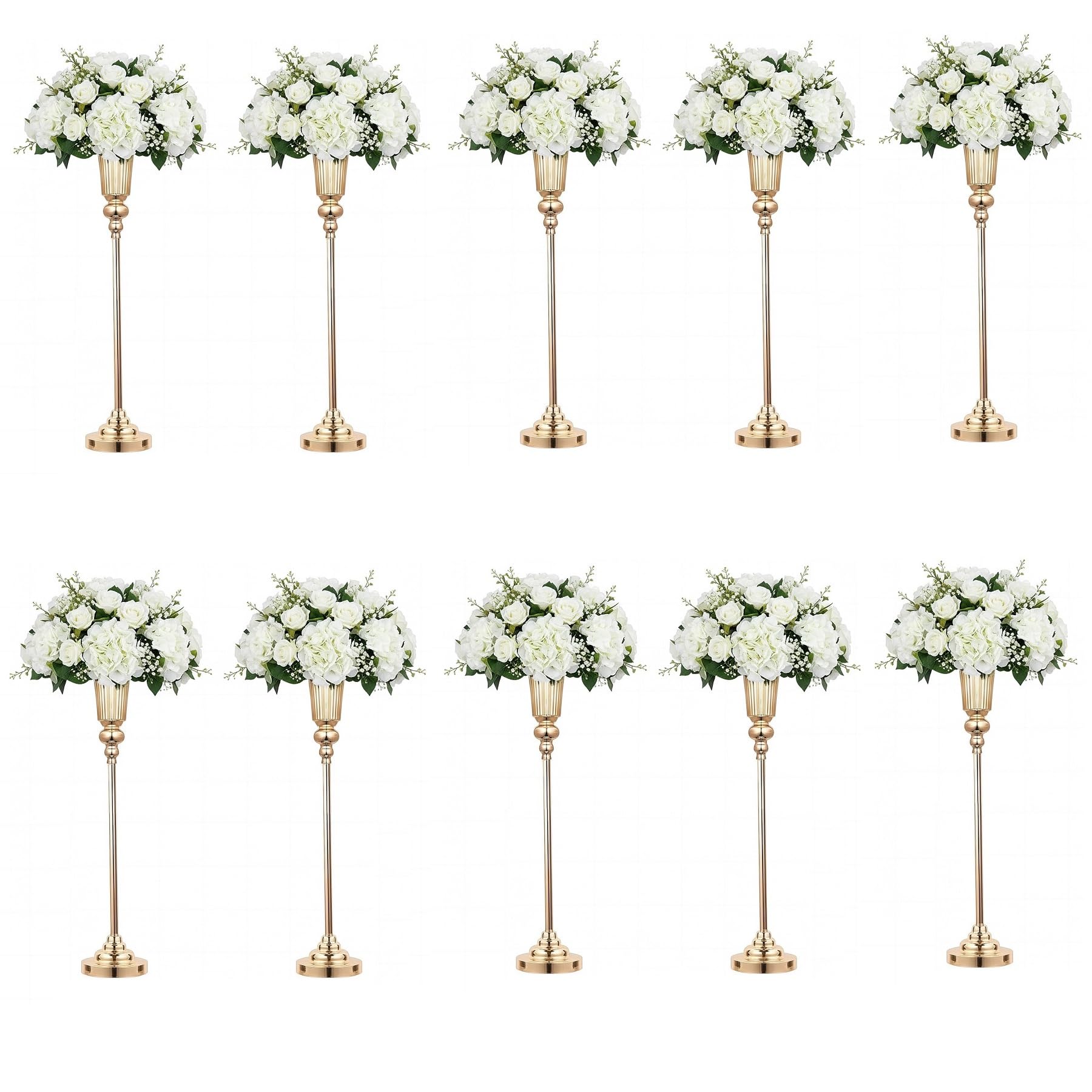 Photo 1 of Bigsee Gold Tall Trumpet Vases for Centerpieces