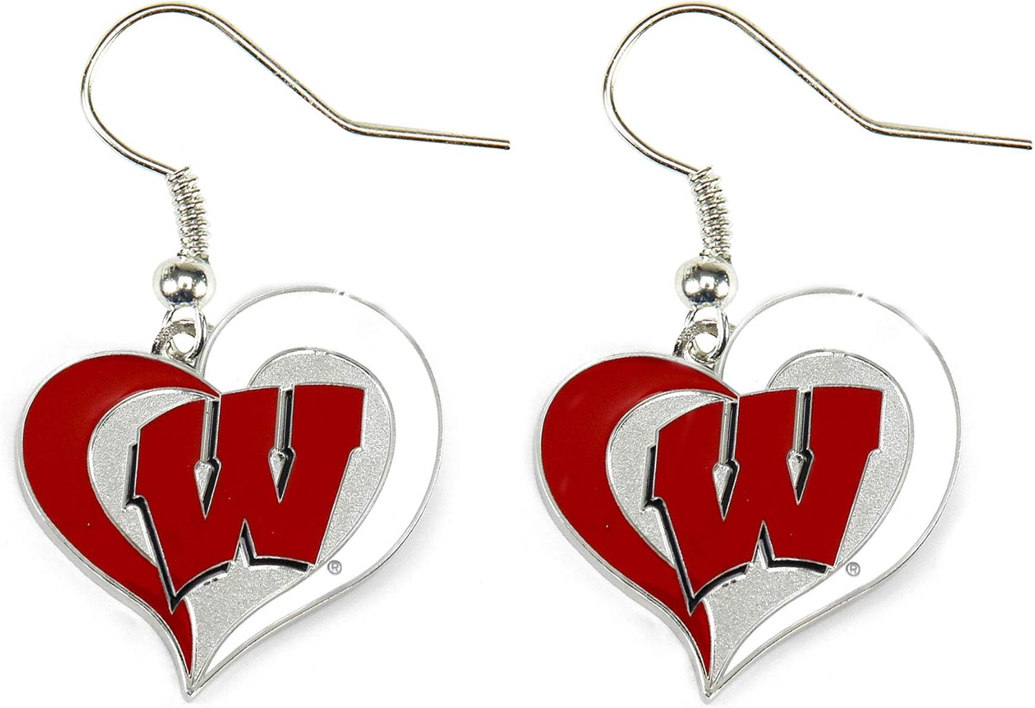 aminco NCAA womens Swirl Heart Earrings : Sports & Outdoors
