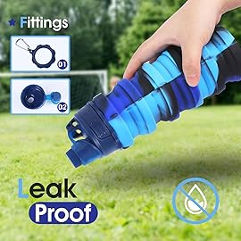 MAKERSLAND Collapsible Water Bottles for Travel, Foldable Sports Water Bottle for Kids, Reusable Water-proof Silicone Water Bottles with mountaineering Buckle for Camping Hiking Holiday