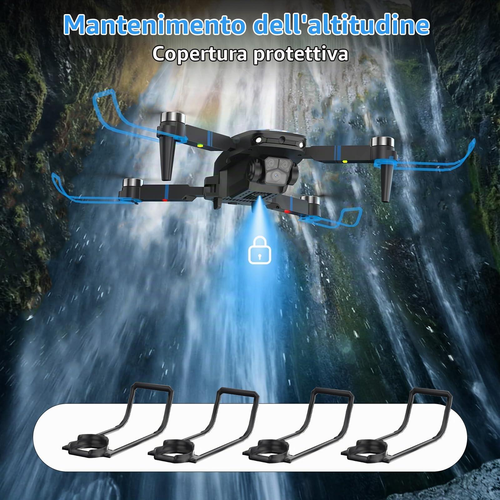 Drone con Camera Droni per Adulti 4K, Schermo LCD FPV Live Video, Motore Brushless, Sistema di Prevenzione Ostacoli a 270°, 3D Flips, Peso Inferiore a 250g, Supporta Schede SD fino a 32 GB