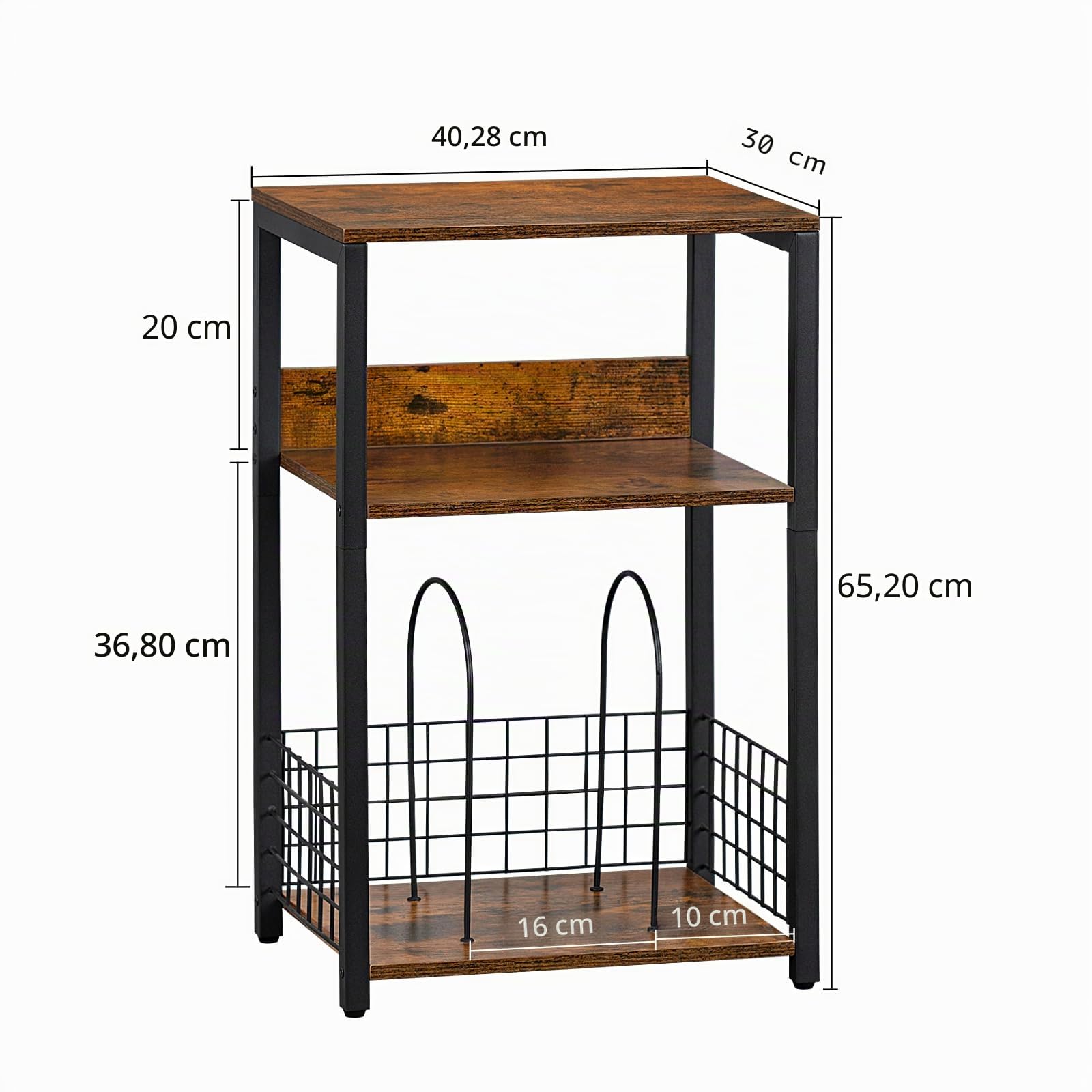 LELELINKY 3-Tier-Endtisch, Plattenspieler-Stand mit Lagerung bis zu 100 Alben, Plattenspieler-Stand für Vinyl, Brown Records Regal für Wohnzimmer Schlafzimmer