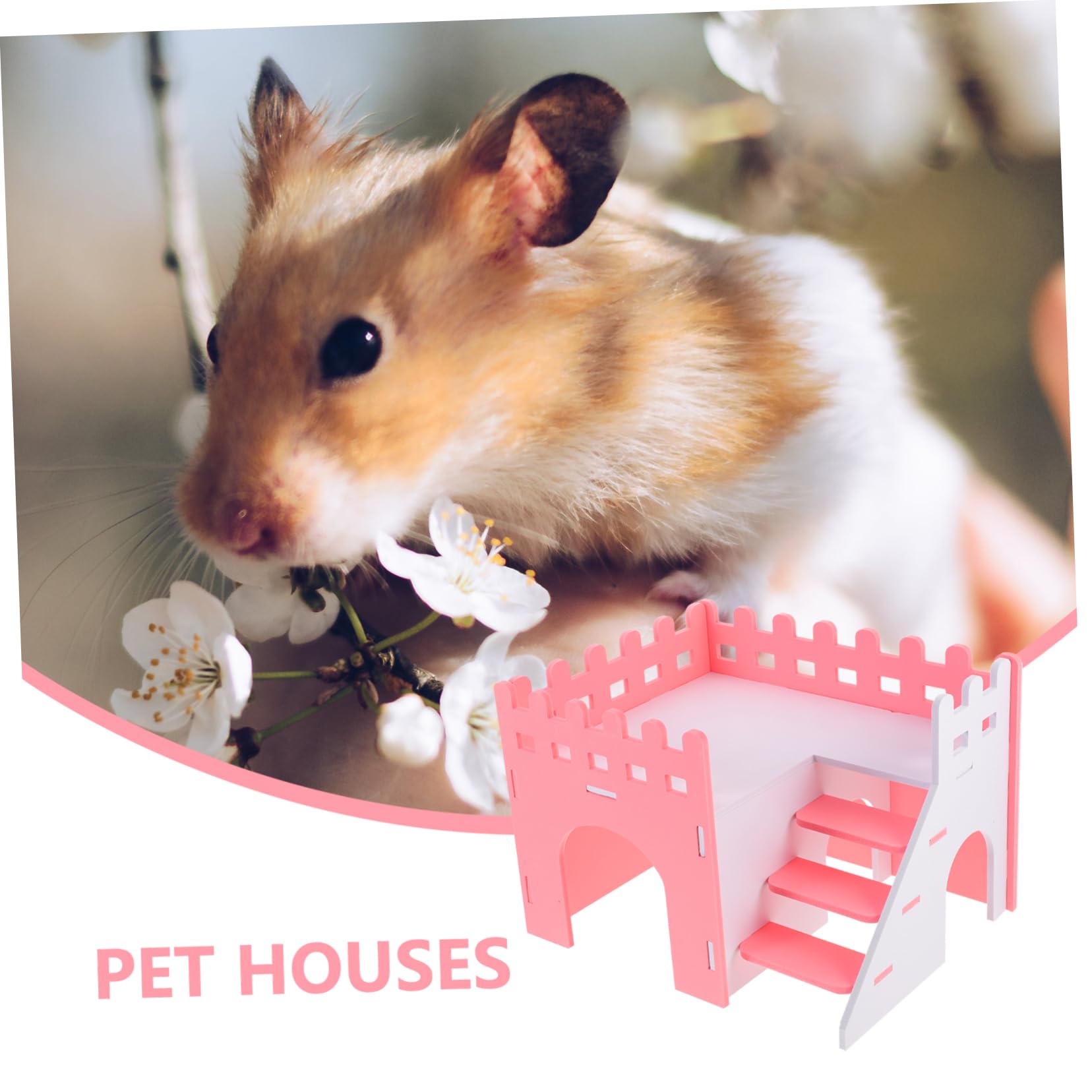 WOONEKY Meerschweinchen Versteckhaus Zweistöckig Rosa aus PVC