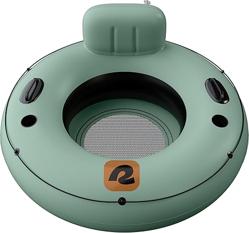 Miniatura 2 de Retrospec Siesta Float - Tubo inflable para río de 48 pulgadas  Flotador de agua resistente con respaldo y portavasos  300 libras  Kit de reparación