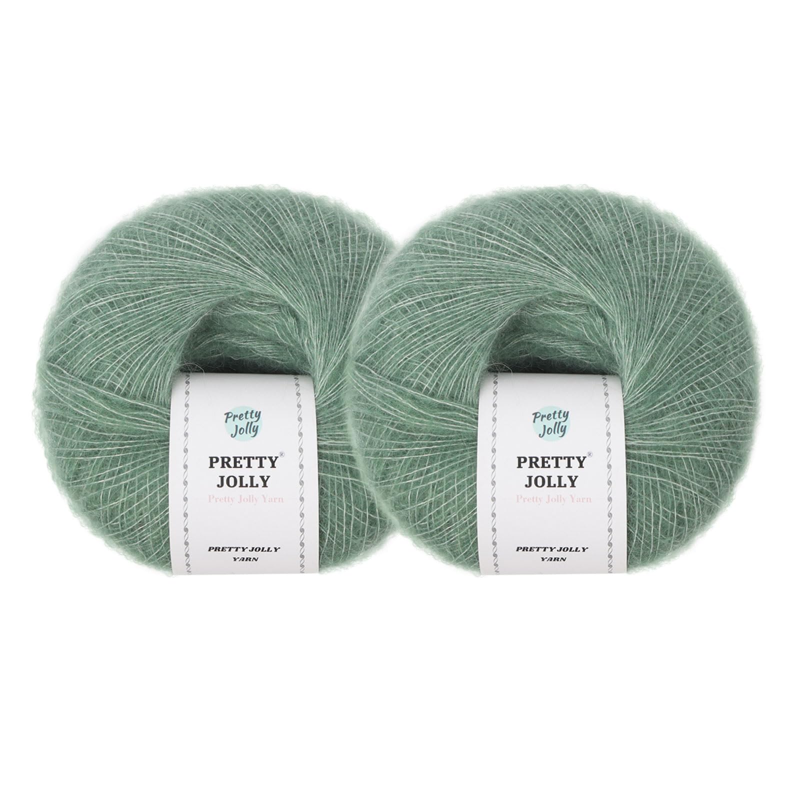 Pretty Jolly 2 Skeins Soft Mohair Yarn, Fluffy & Fuzzy, Luxurious & Thin, Slik Wool Blend Yarn for Crochet & Knitting, Total 20g×2, 300m×2 (Emerald)