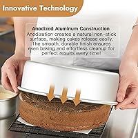 Vista 5 de CURTA Molde redondo para pasteles de 6 pulgadas, juego de 3 moldes redondos de aluminio anodizado de 6 x 3 pulgadas, molde para hornear pequeño,