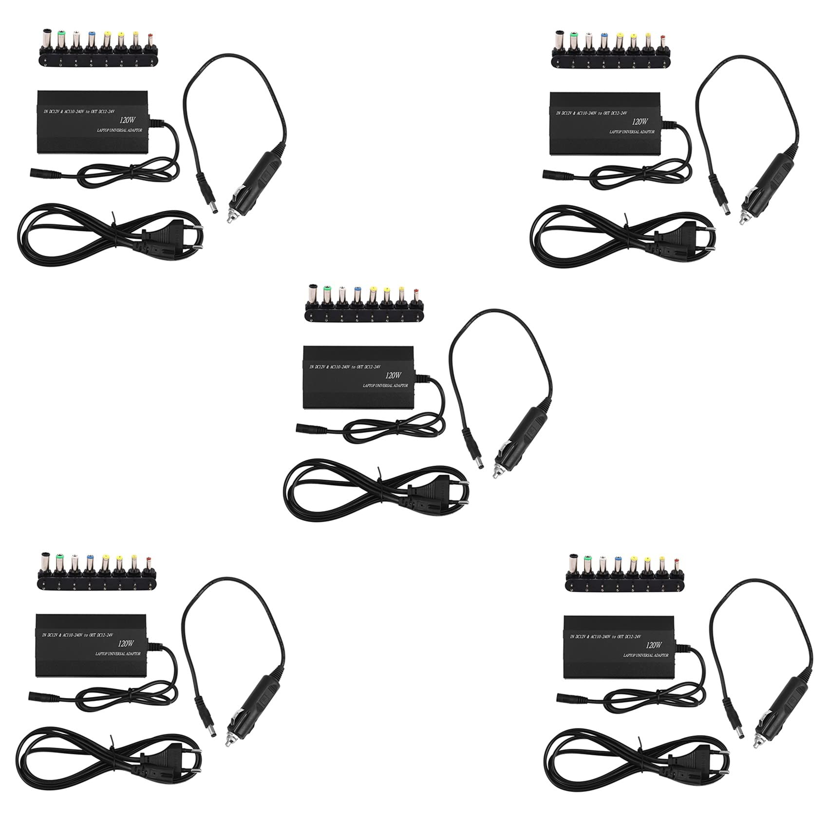 5X Adaptador Portátil Multifunción Cargador Universal 120W Portátil Coche Cargador de DC Portátil Adaptador de AC Potencia Enchufe de la UE