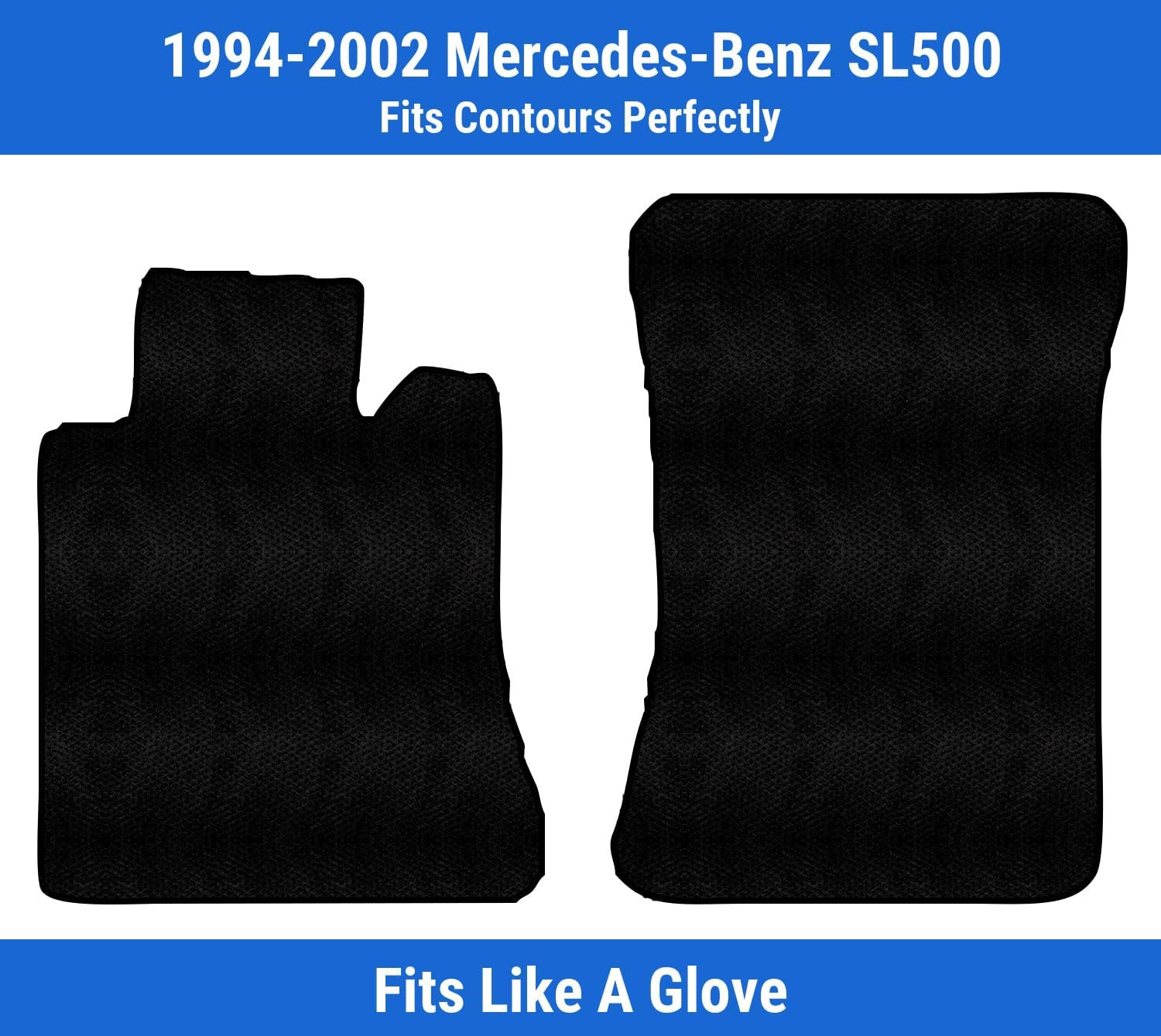 Custom Fit Front Carpet Floor Mats, Black, Compatible with Mercedes-Benz SL500 2002 2001 2000 1999 1998 1997 1996 1995 1994