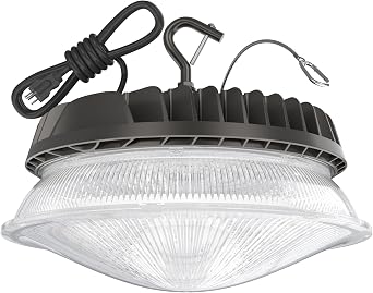 HYPERLITE LED High Bay Light with Reflector 100W 12500LM 5000K Daylight, High Bay LED Lights with US Plug for 10-14FT Garage Shop Barn