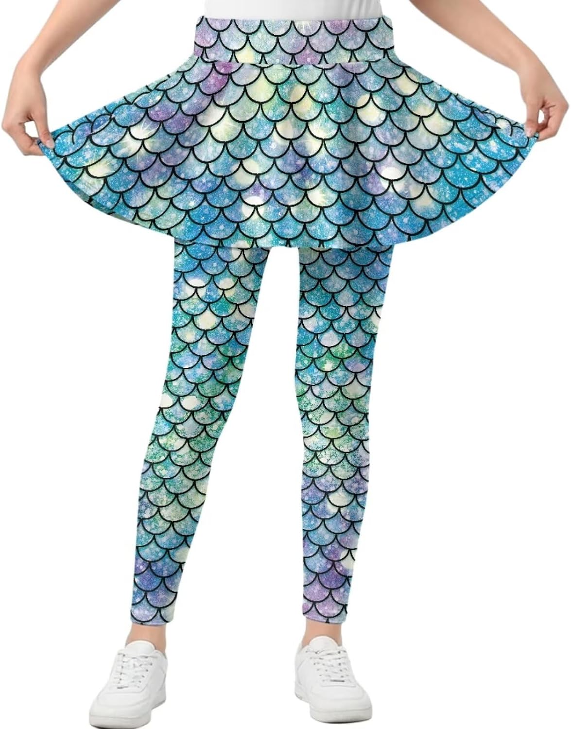 Girls Leggings Size 5-14 Skirt Pants with Ruffle Skirts Girls Athletic Leggings Sports Pants for Spring Fall