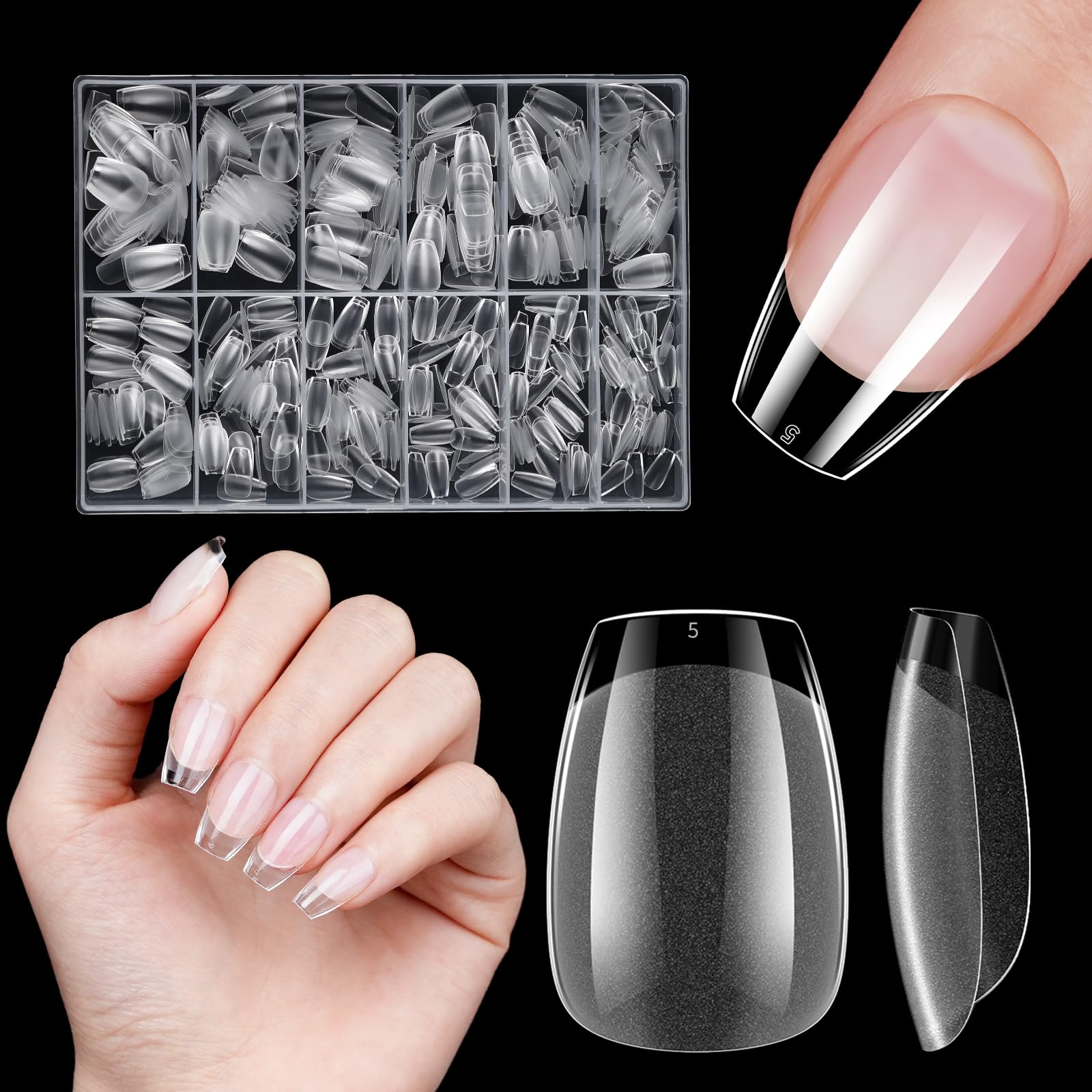 Extra Kurz Sarg Nageltips für Gelnägel, Venares 500 Stück Full Cover Nail Tips Nägel 12 Größen Soft Gel Press on Nails Tips für Gelnägel, Künstliche Nägel Kurz XS mit Box