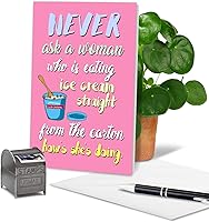 Vista 3 de NobleWorks, Cartón de helado Tarjeta divertida para mujer, para sentirse mejor, tarjeta rosa de recuperación para esposa, mamá, mujer, C3228FBG