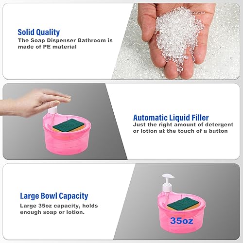 Miniatura 9 de Dispensador de jabón  Dispensador de jabón para platos de alta calidad para cocina  Soporte de esponja para fregadero, dispensador de jabón líquido