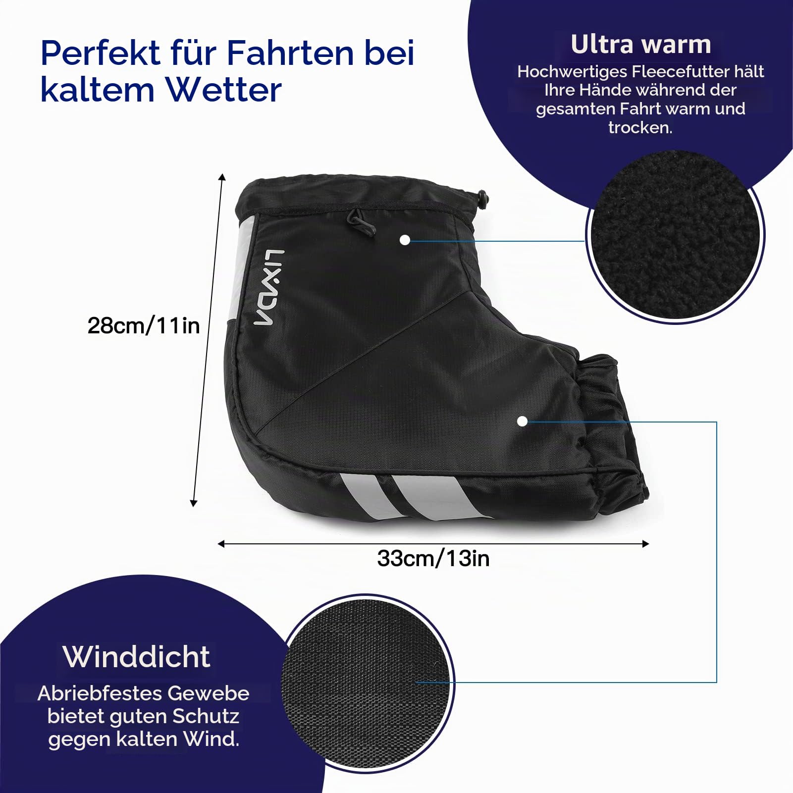 Lixada Handwärmer Fahrradlenker Lenkerstulpen Lenker Winddicht wasserdichte Winter Fahrradhandschuhe Einfach zu tragen für MTB/Elektrofahrräder/Motorrad/Fahrrad