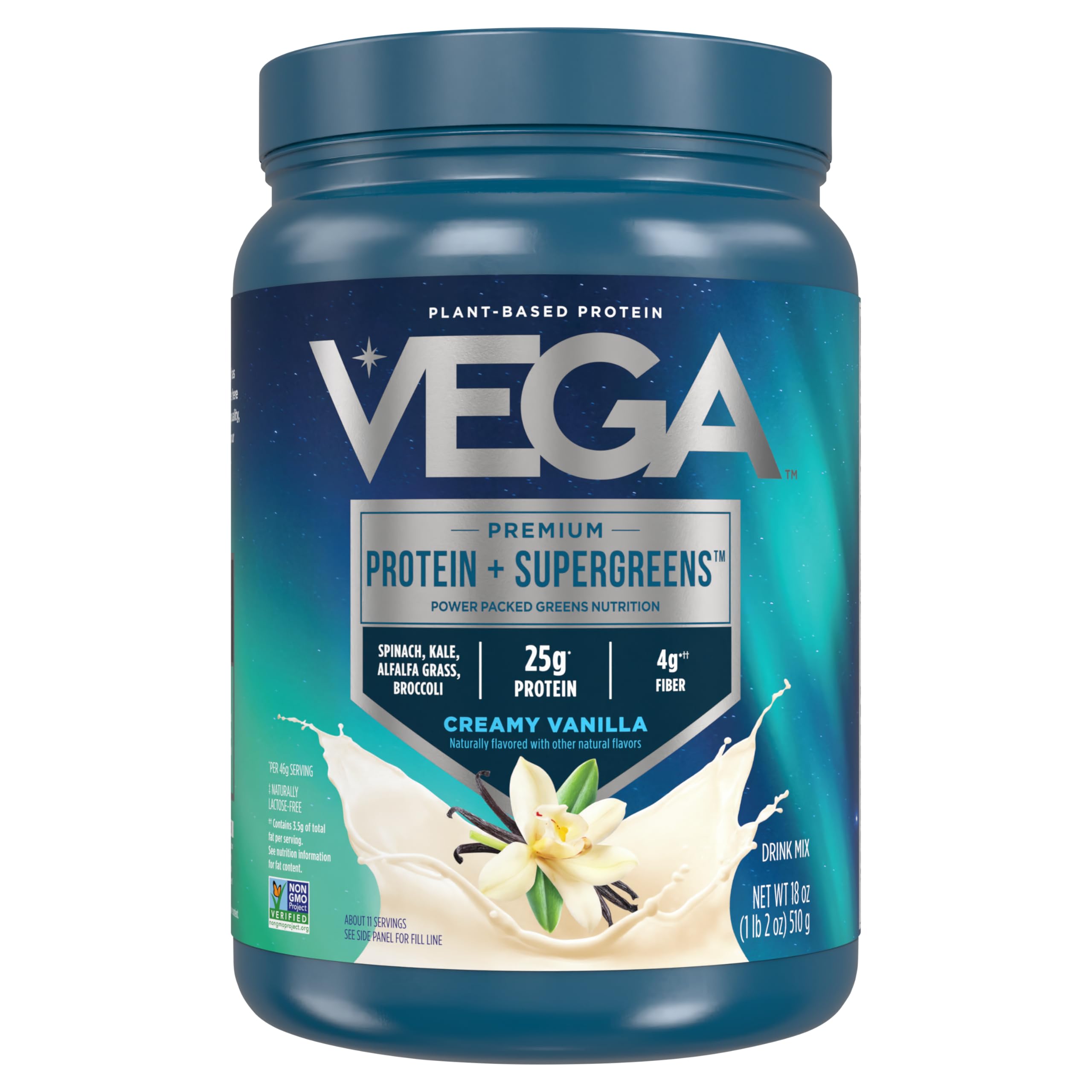 Vega Proteína vegetal em pó com vegetais, baunilha, 25 g de proteína, 11 porções, 544,8 g