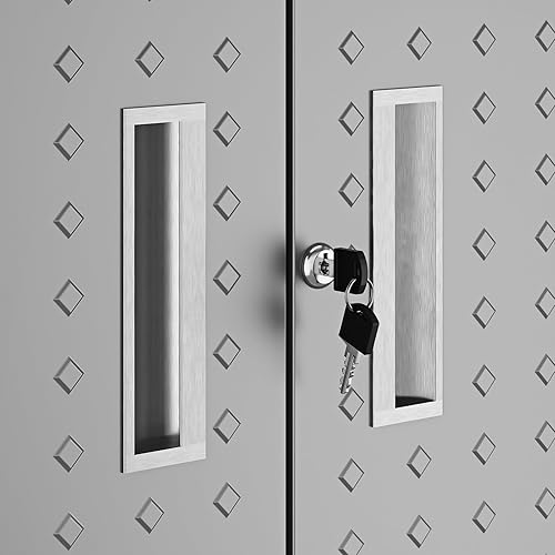 Vista 66 de Manhattan Comfort Fortress - Armario flotante de metal texturizado de 30 pulgadas con estantes ajustables, juego de 1, color blanco