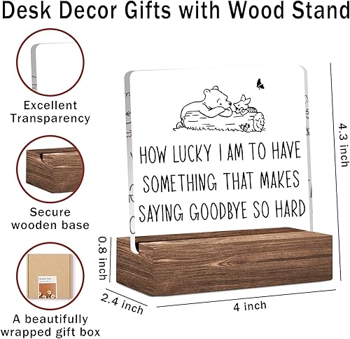 Miniatura 2 de Regalos de graduación lindo cartel decorativo de escritorio transparente de Winnie the Pooh con soporte de madera decoración de placa positiva de