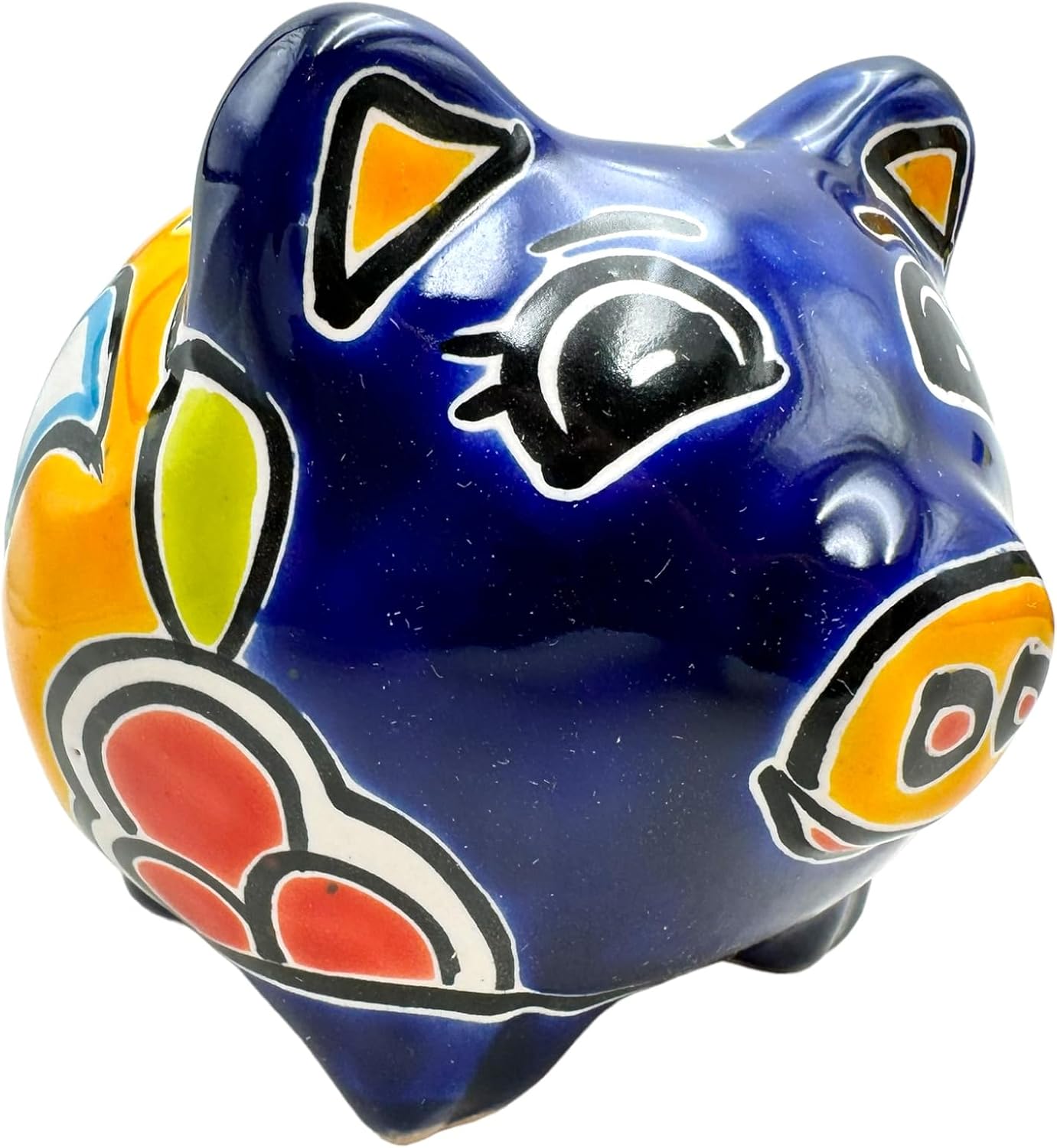 Talavera Piggy Bank Money Bank Mexican Pottery Folk Art Handmade Hand Painted Multicolor Home Decor (Multi 13)