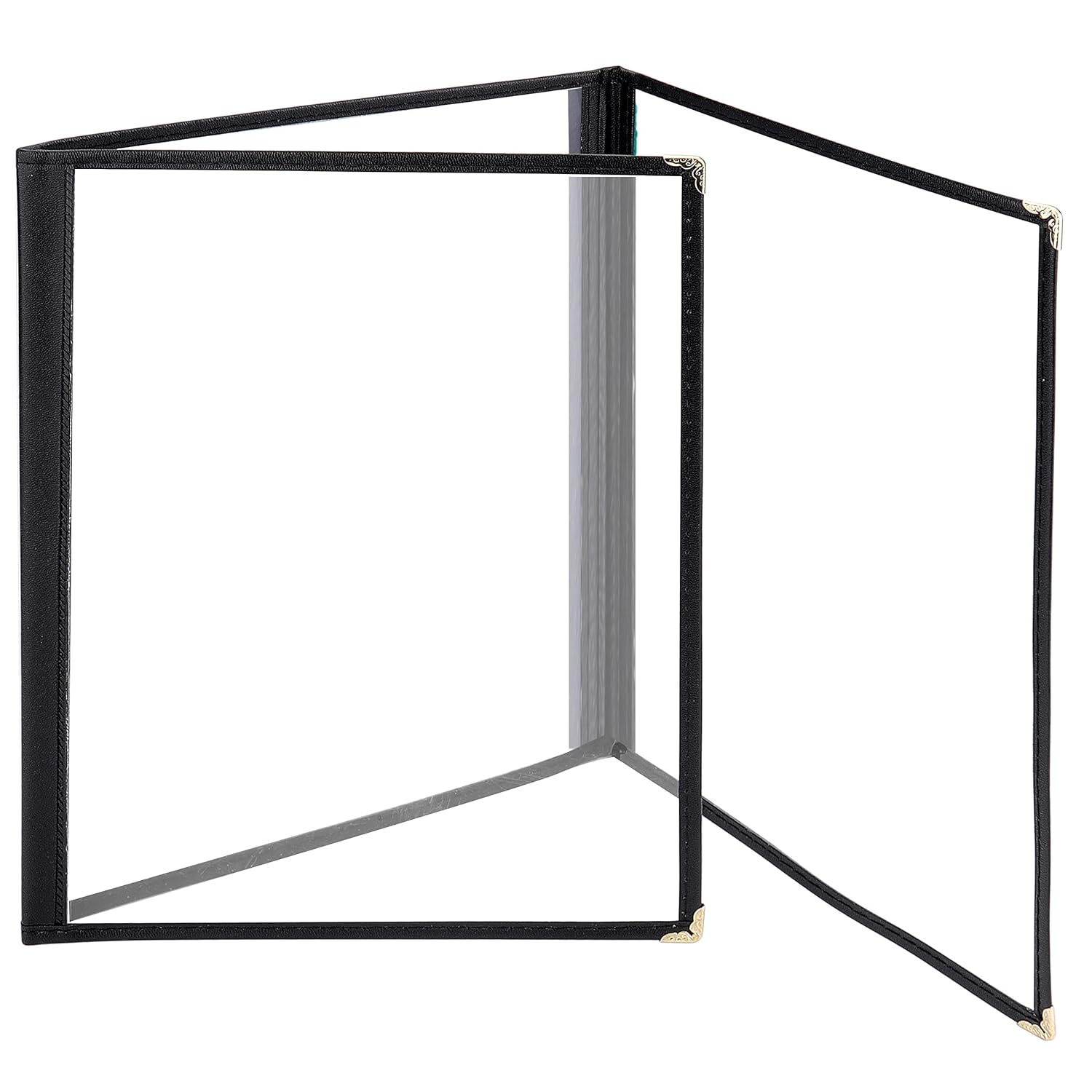 4 Page 8 View Transparent Restaurant Menu Covers,Triple Fold 6 View Transparent Restaurant Menu Covers