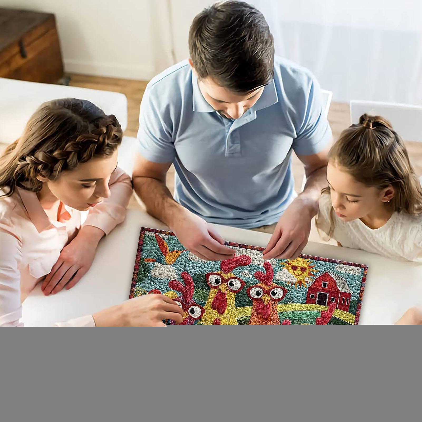 Puzzle di pollo, puzzle da 1000 pezzi, gioco impegnativo per principianti, amanti 'arte, decorazione da parete della fattoria, attività notturna per giochi in famiglia, set di puzzle difficili