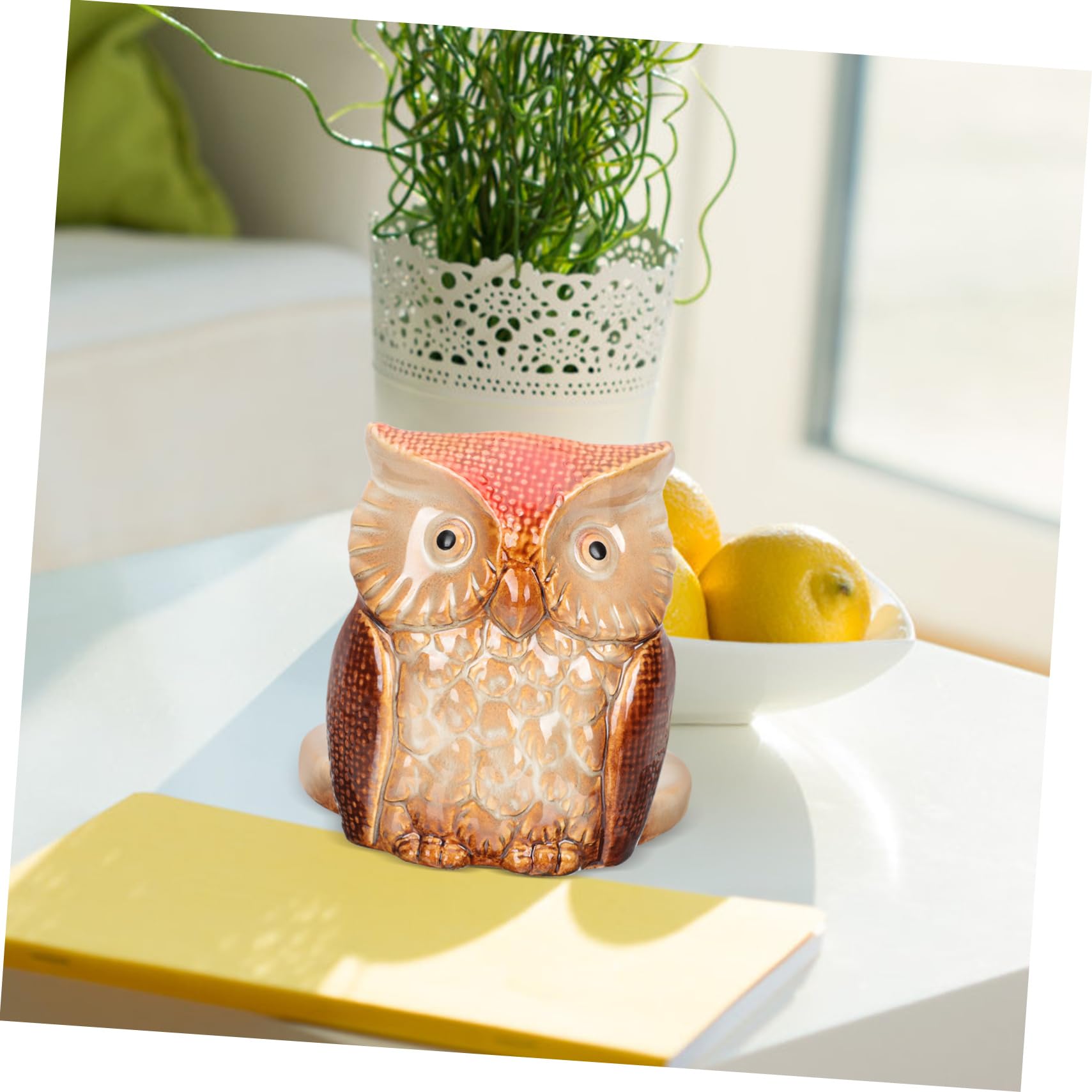 SHINEOFI Portarotolo Di Carta in Ceramica Organizer Per Carta Da Scrivania Velina Design a Forma Di Civetta Robusto e Durevole