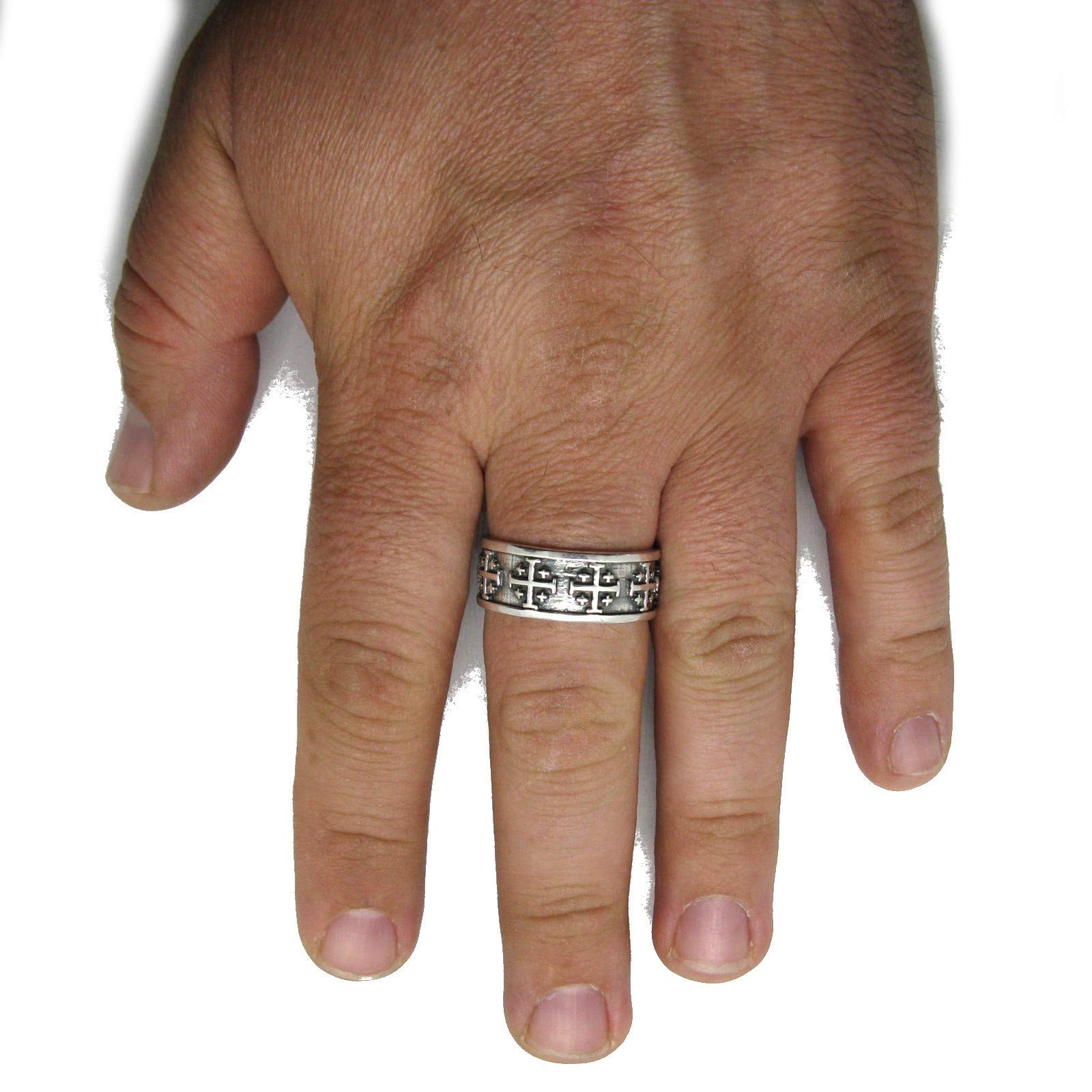 Anello in argento solido 925 Croce di Gerusalemme R001949 Empressjewellery