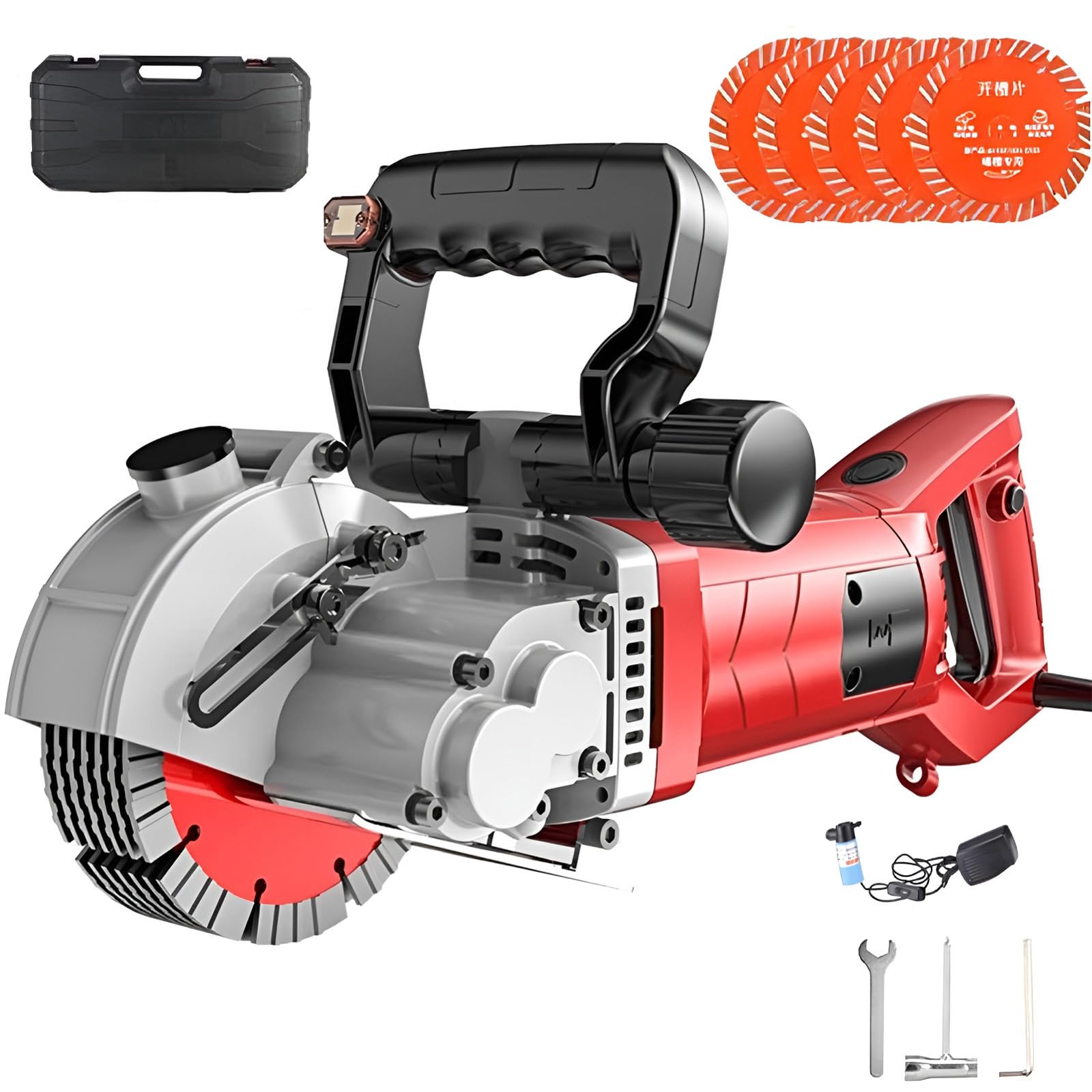 FHRKA Electric Wall Chaser Machine 133mm, Concrete & Brick Grooving with 5 Blades, Dustproof Slotting Tool for Marble & Granite