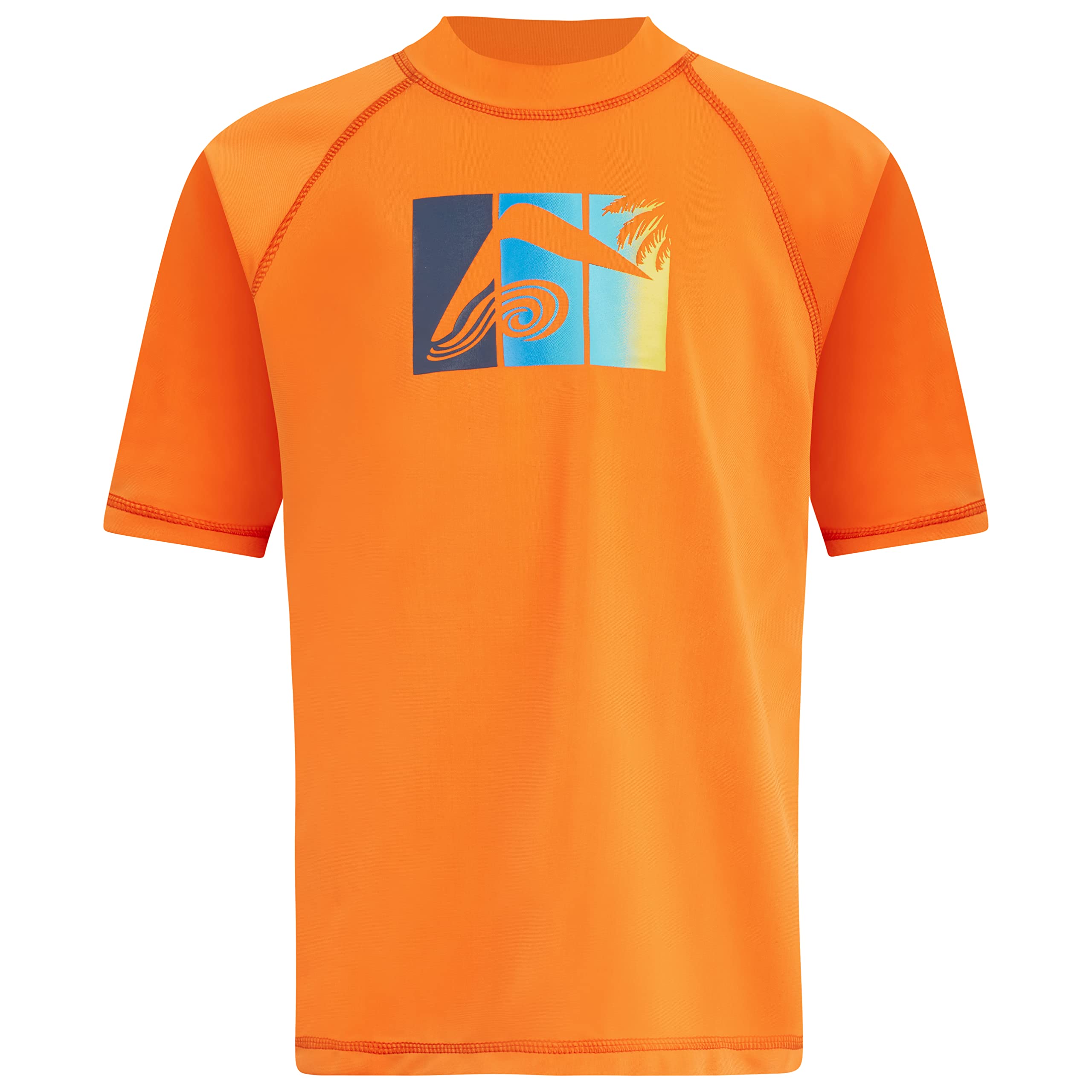 Kanu Surf Boys' Haywire UPF 50+ Sun Protective Rashguard Swim Shirt, Surfline Orange, 2T