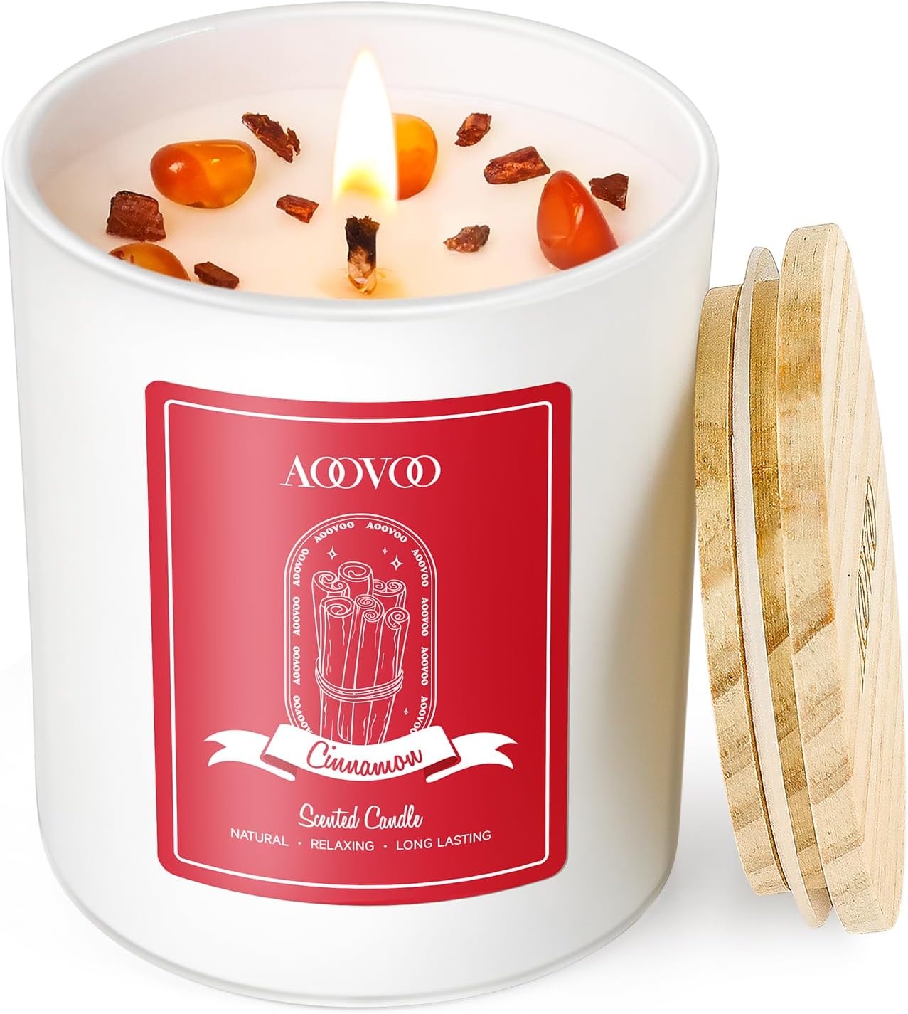 AOOVOO Rose Scented Candles for Women - Aromatherapy Candle with Crystals Inside, 7oz Soy Candles for Home Scented, Valentines Day Birthday Gifts Valentines Day Candle for Women Mom (Pack of 2)