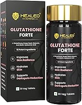 Healeo Glutathione Forte 1200mg with 99% Pure Glutathione, Hyaluronic Acid, ALA, Vitamin C, Aloe Vera For Glowing Skin - Acne Scar & Dark Spot Removal Supplement - Lab Tested - 30 Veg Tablets