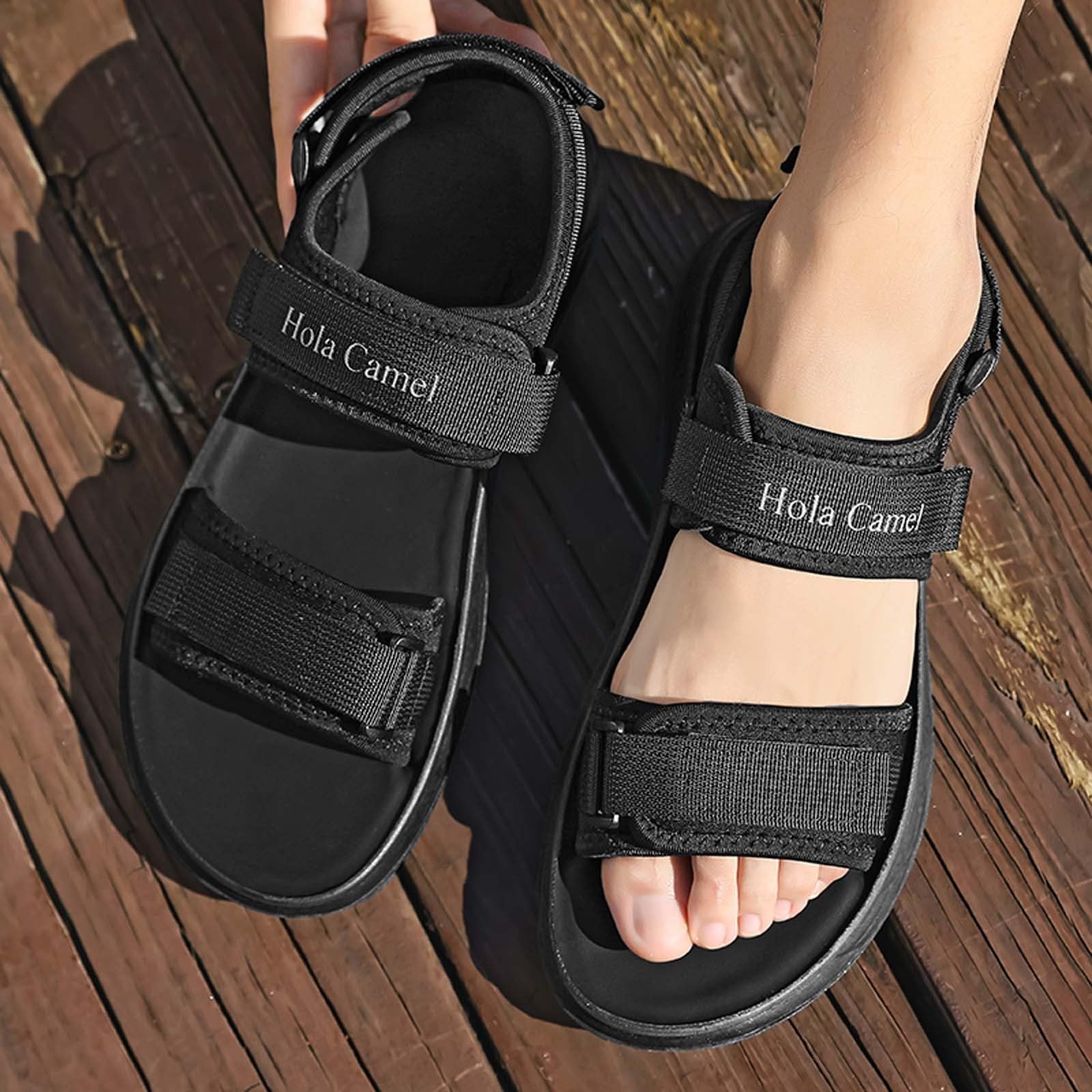 Generisch Trekkingsandalen Herren, Leder Sandalen Mit Klettverschluss, Trekking Sandalen, Sommersandalen Sport- & Outdoorsandalen Ledersandalen Sommer Schuhe Breite Füße Wandersandalen Sommerschuhe