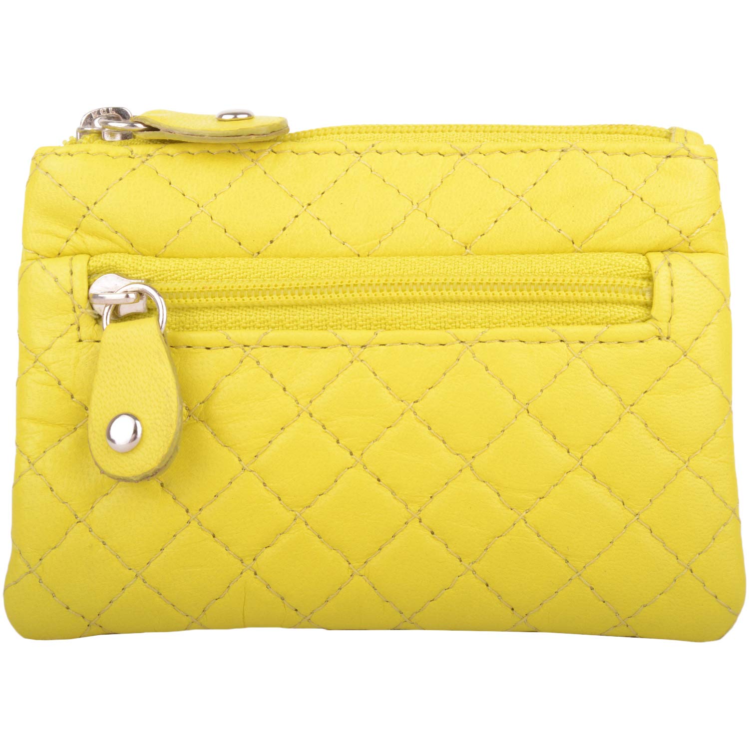 Valita Woments Soft Leather Quilted Detail Money/Coin Purse/Holder - Lime