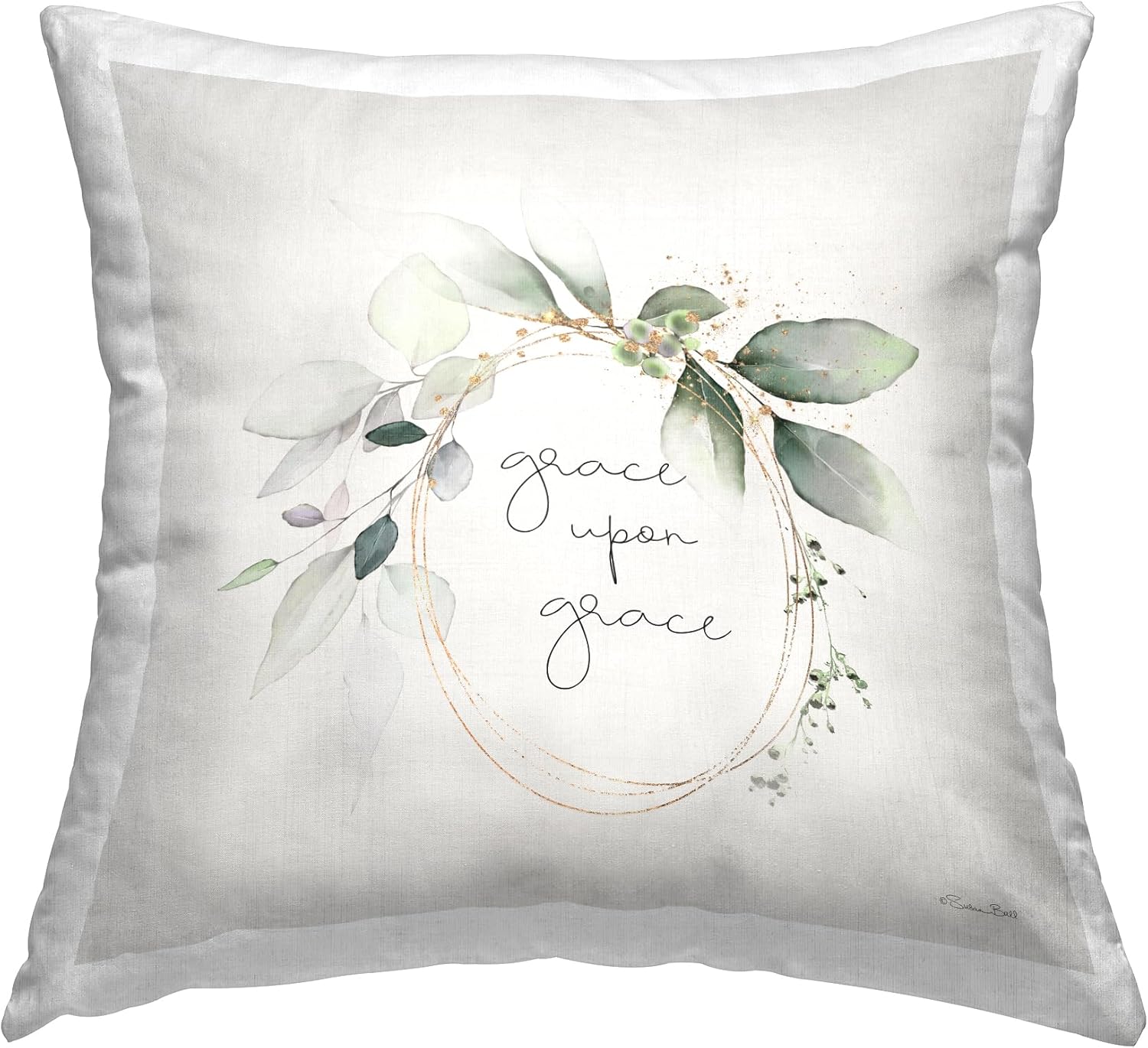 Stupell Industries Botanical Grace Phrase Design by Susan Ball Throw Pillow