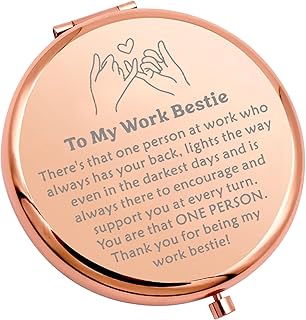 WSNANG Work Bestie Gifts for Women to My Bestie Folding Makeup Mirror Thank You Gift for My Work Bestie Work Friendship Gift for Coworker (CA Work Bestie Mirror)