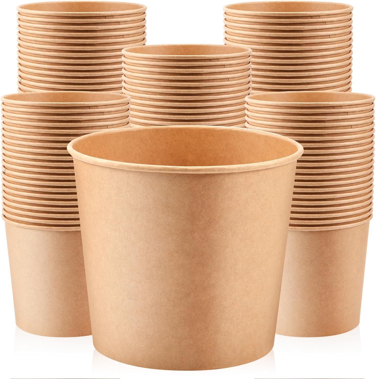 hoolerry 100 pack 85 oz paper bucket cardboard food bucket bulk disposable food storage for party wedding baby shower birthday party supplies (kraft color) kraft color 100